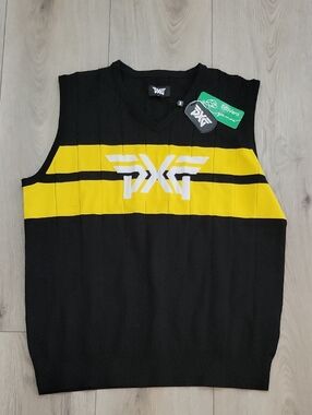 NWT PXG Black Yellow Logo Sleeveless Golf Vest